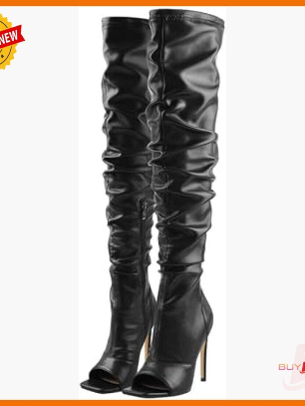 Stiletto Heel Over-the-Knee Boots with Zipper Closure and Rhinestone Lace-Up